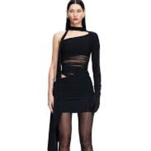 H&M HM X MUGLER Knot Detail One Shoulder Dress M
